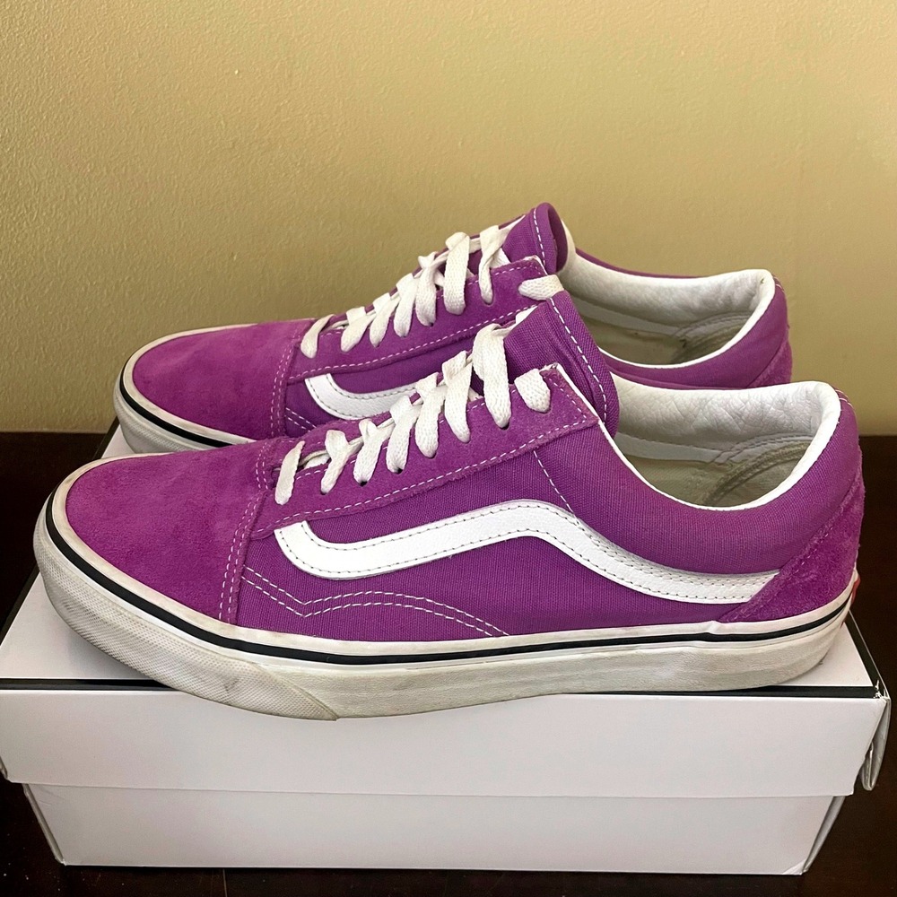 Vans Old‎ Skool Purple Suede Canvas Low Top Skate Sneakers Womens 9.5 Mens 8